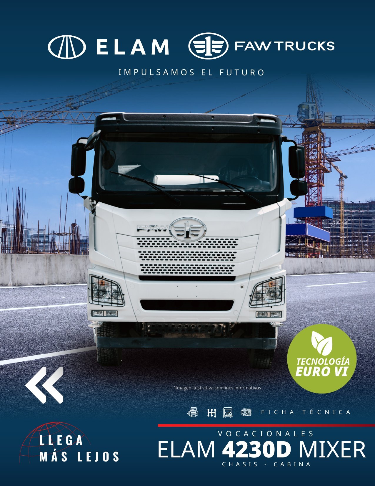 FAW Vocacional 4230D Mixer EURO VI Chasis Cabina